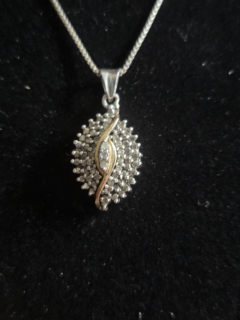 Natural White Diamond Cluster Pendent / Necklace